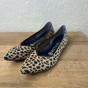 Rothys W7.5 The Point Leopard Slip On Animal Print Pointed Toe Flats Retired